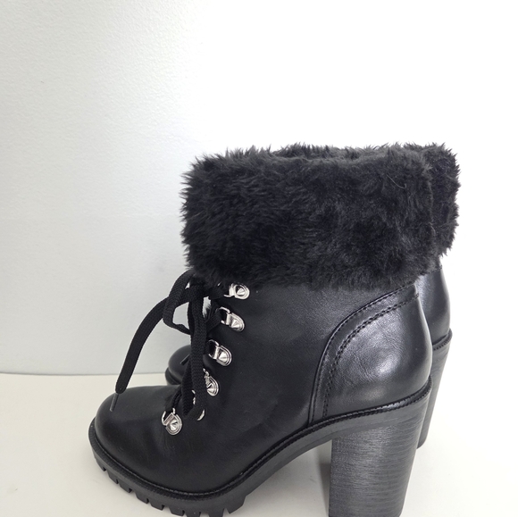 G By Guess Black Lace Up And Zip Stacked Heel Boots Studded Size 7.5 M - Picture 4 of 16